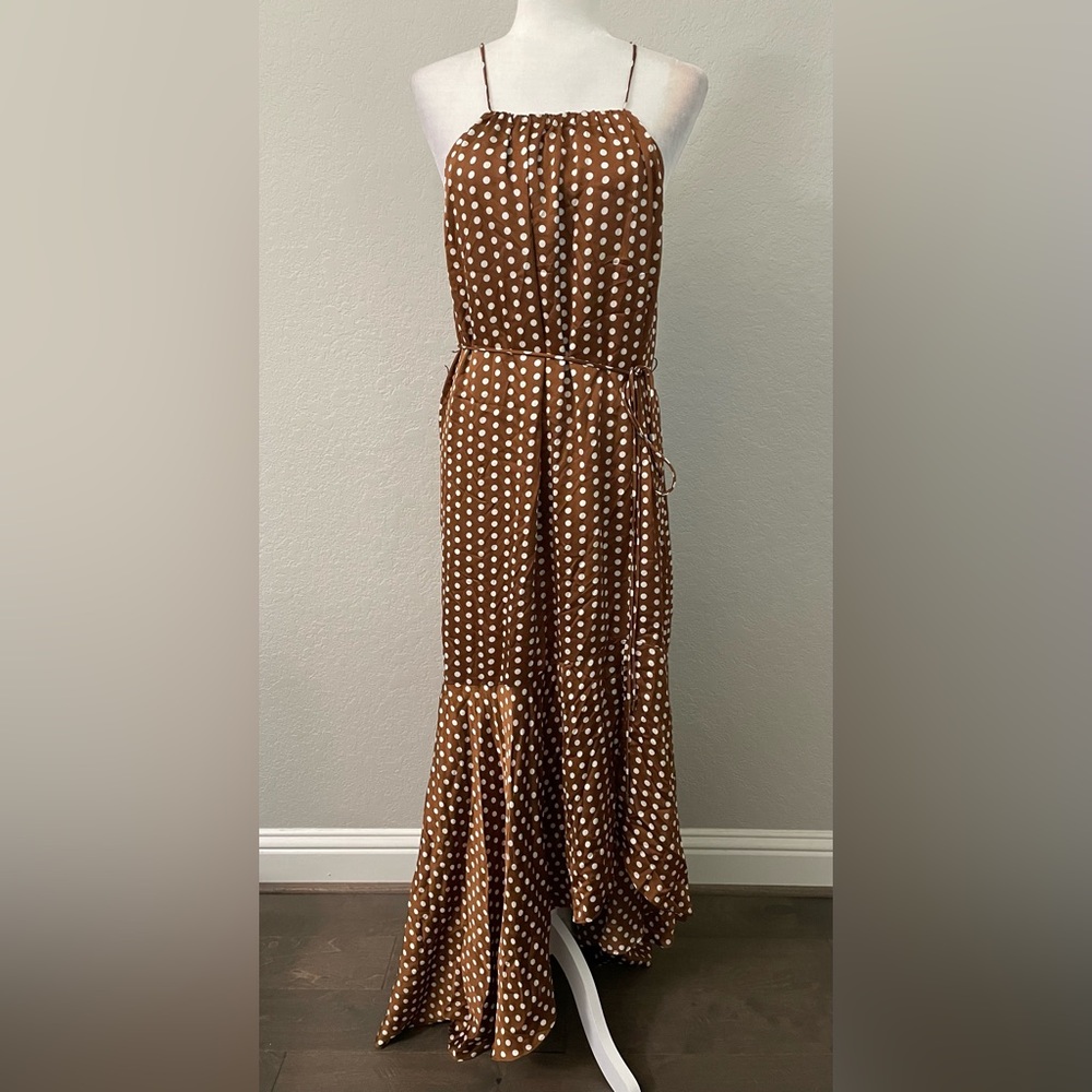 Elliatt Brown Polka Dot Spaghetti-Strap Maxi Dress
